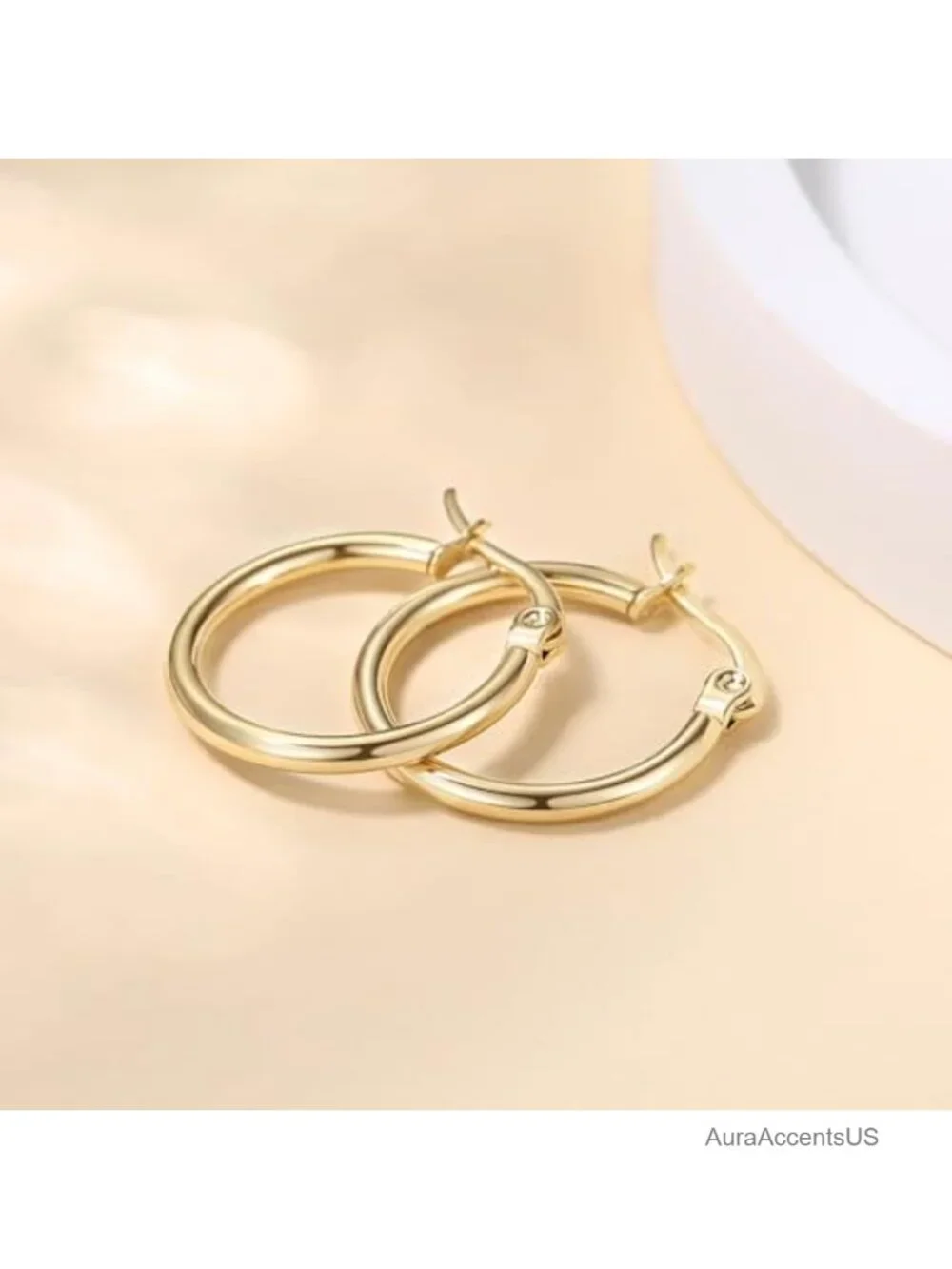 14K Gold Plated Hoop Earrings for Women with Cubic Zirconia